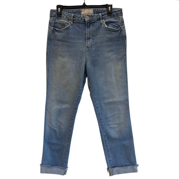 Free People High Rise Straight Leg Jeans Light Wash Raw Hem Cropped Sz 29 - Picture 1 of 7
